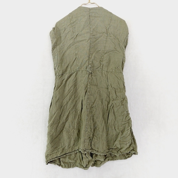 ZARA Khaki Army Green Short Sleeves Two Pockets Button Casual Dress P6069 - Picture 4 of 6
